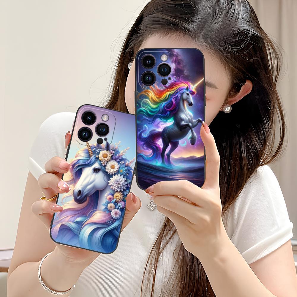 Фантазийный чехол для мобильного телефона с единорогом для iPhone 17 16 15 14 13 12 11 X XR XS 8 7 Air Pro Max Plus Mini Цветной чехол Красивый чехол