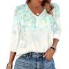 Women's T Shirt Print 3/4 Sleeve Daily Weekend Fashion Basic V- Neck Regular Top
