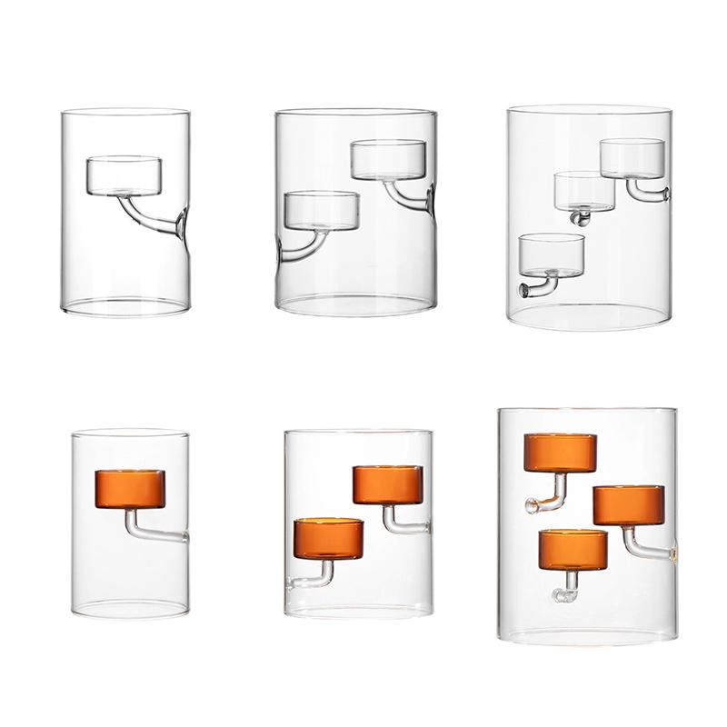 1PC Hurricane Creative Oil Lamp Windproof Glass Candlestick Home Decor Cylindrical Clear Candle Holder European Style Glass