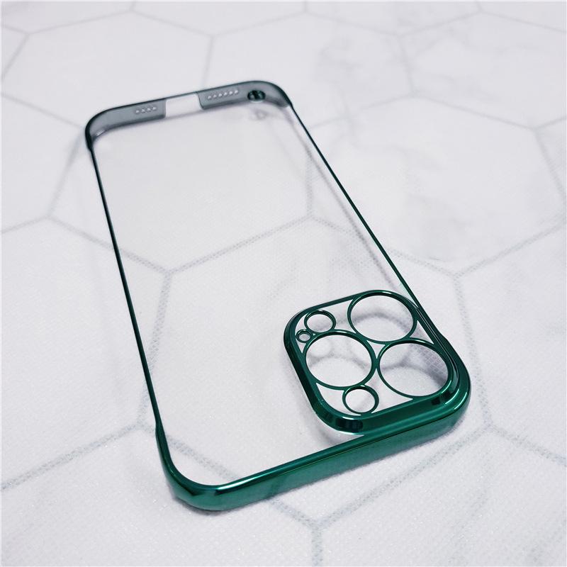 Suitable for iPhone 17, transparent electroplated frameless case, ultra-thin heat dissipation for Apple 16 Pro Max, hard and shockproof for iPhone 15