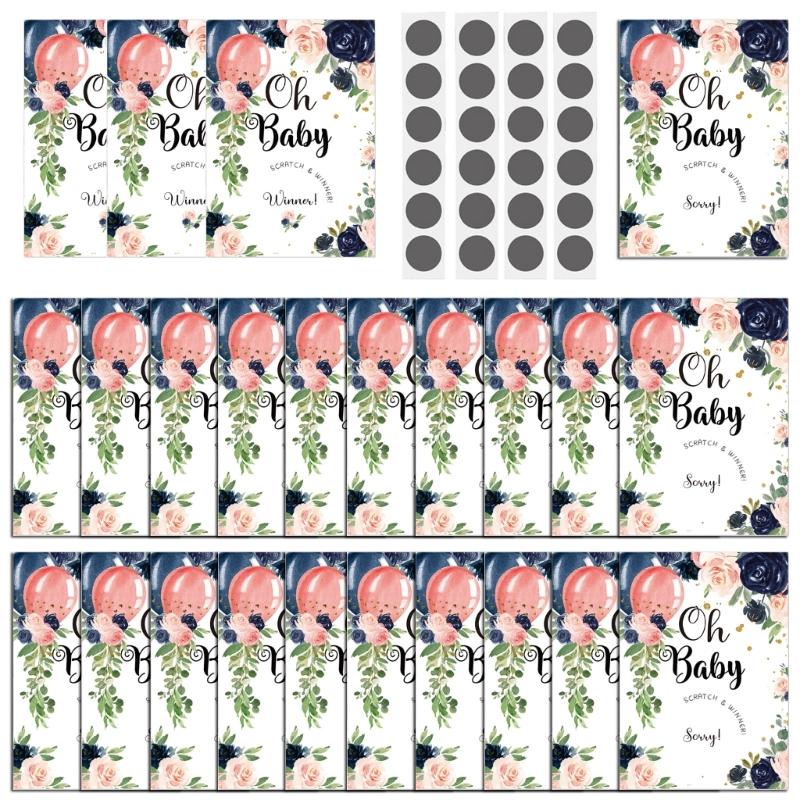 Карточки для розыгрыша на Baby Shower, Набор из 24 карточек-скретч, 3 победителя, 21 проигравший