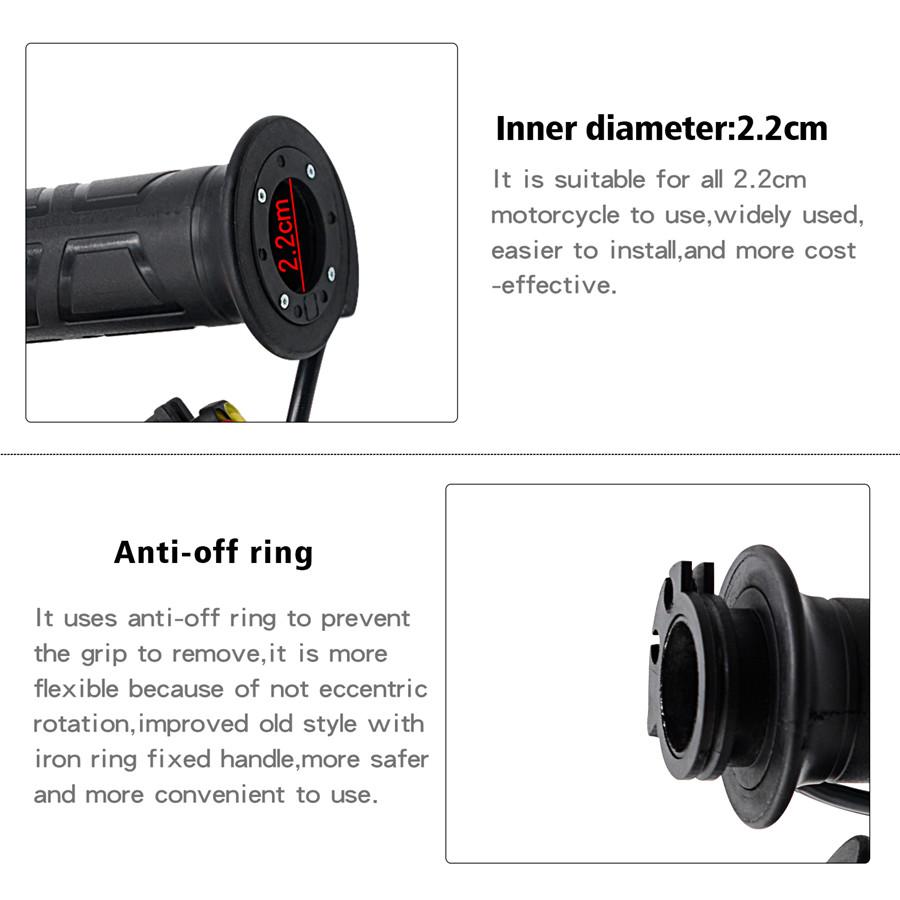12V Motorcycle 22mm 7/8'' Electric Heat Handlebar 3 Gear Adjustable Temperature