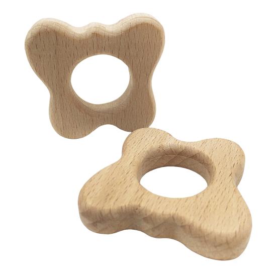 Деревянные детские прорезыватели Игрушки Натуральный бук Жевательные игрушки для младенцев Развивающие кольца для прорезывания зубов в форме животных