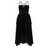 Women's Gothic Lace Velvet Dress Black and Red for Halloween Costume Party