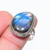 Натуральный лабрадорит драгоценный камень 925 пробы серебро кольцо размер 10 m0I89