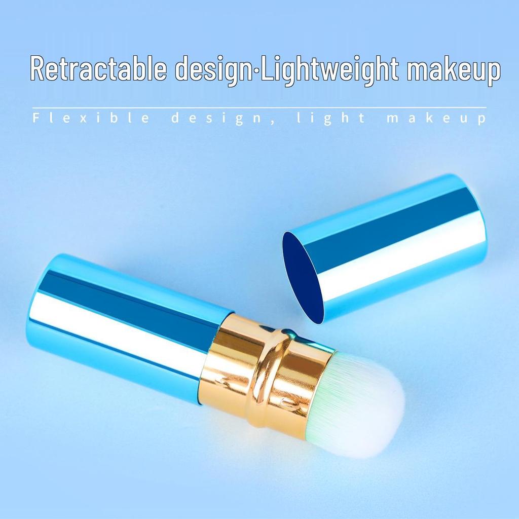 Compact Retractable Travel Powder Brush - Soft Makeup Tool for Blush and Beauty Touch-Ups