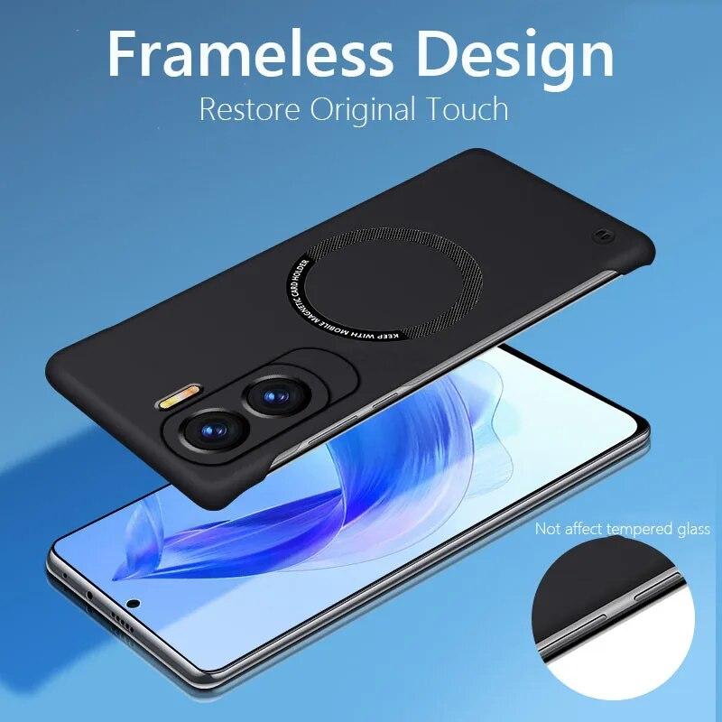 Frameless Magnetic For Magsafe Slim Case For Honor 90 Lite Honor90 Pro 100 80 GT 70 60 SE Wireless Charging Rimless Matte Hard Back Cover Shell
