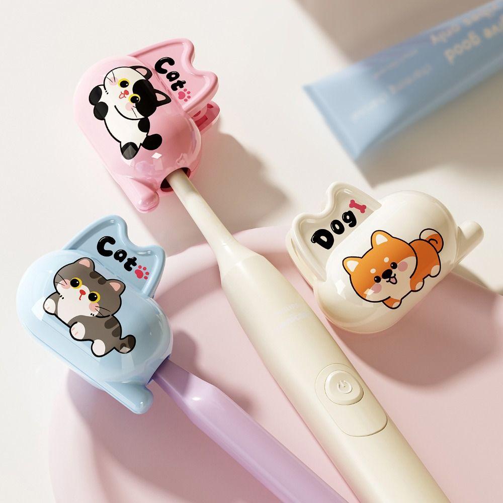 Cute Cartoon Toothbrush Head Cover Spring Loaded Clip Toothbrush Head Protector Travel Toiletries