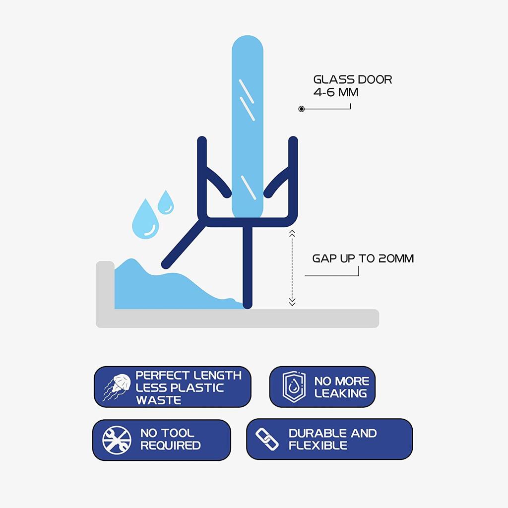 Shower Screen Seal Strip PVC Door Bath Shower Seal Strips for 4-6mm Glass 20mm Gap Glue-free Waterproof Weatherstrip #40 #50