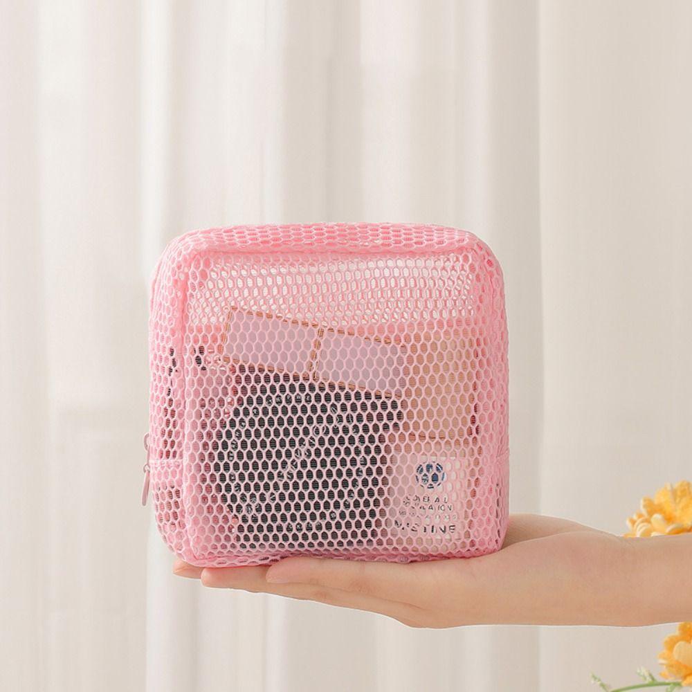Small Capacity Lipstick Key Storage Pouch Mesh Zipper Coin Purse Portable Cosmetic Bag