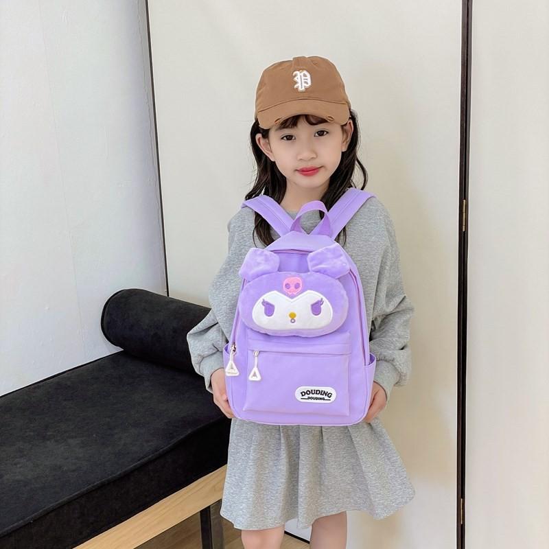 Kuromi Hello Kitty Melody Cinnamoroll Plush Toy Kids Backpack With Breathable Nylon For Kindergarten Children