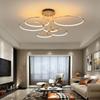Modern Light Luxury Living Room Chandelier Dining Room Bedroom Ceiling Lamp Nordic Simple Atmosphere New Gold Ring Circle Lamps