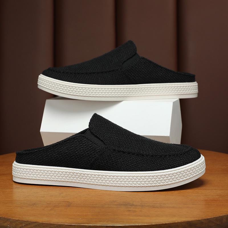 Мужские повседневные летние туфли из парусины без застежек