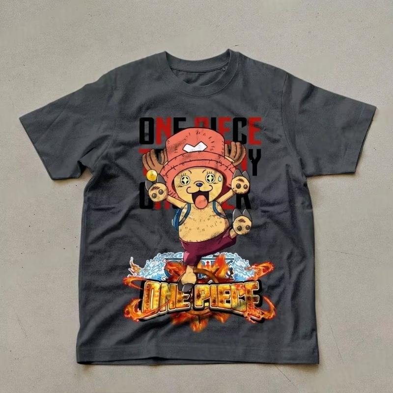 Мужская футболка One Piece Тони Тони Чоппер Летняя Аниме Осень Мальчики Дети С коротким рукавом Базовая Хип-хоп Семейный наряд