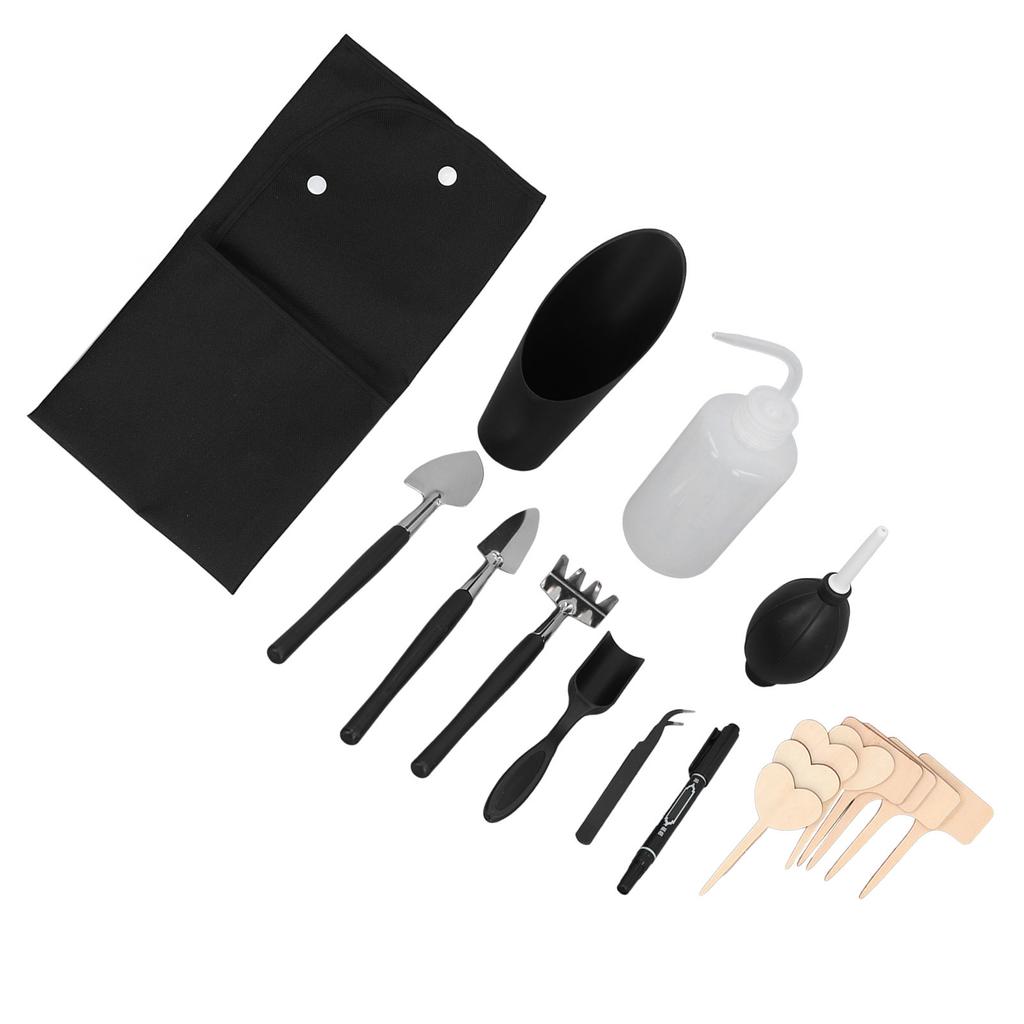 Набор инструментов для суккулентов из 18 предметов с чайной ложкой, изогнутым пинцетом, воздуходувкой, граблями, круглой и заостренной лопатками