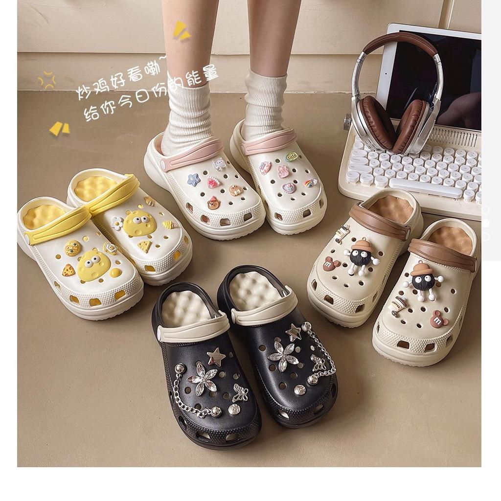 Женские EV Crocs 5.0 Нескользящие Шлепанцы для Пляжа на Толстой Подошве - Летняя Обувь для Улицы для Пар