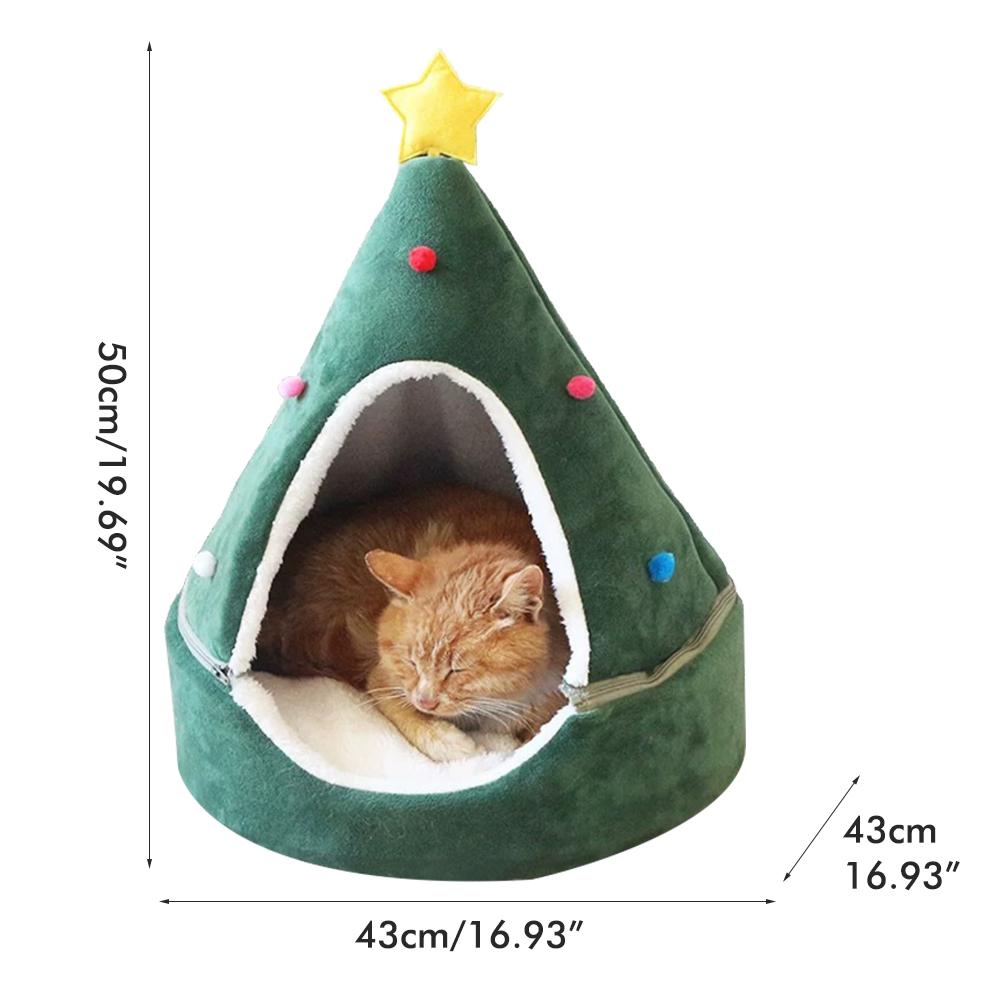Cat Tent Cave Bed Christmas Tree Cat House Bed Comfortable Triangle Cat Bed Pet Tent House