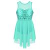 Kids Girls Lyrical Modern Contemporary Dance Costume Sequins Leotard Dance Dress