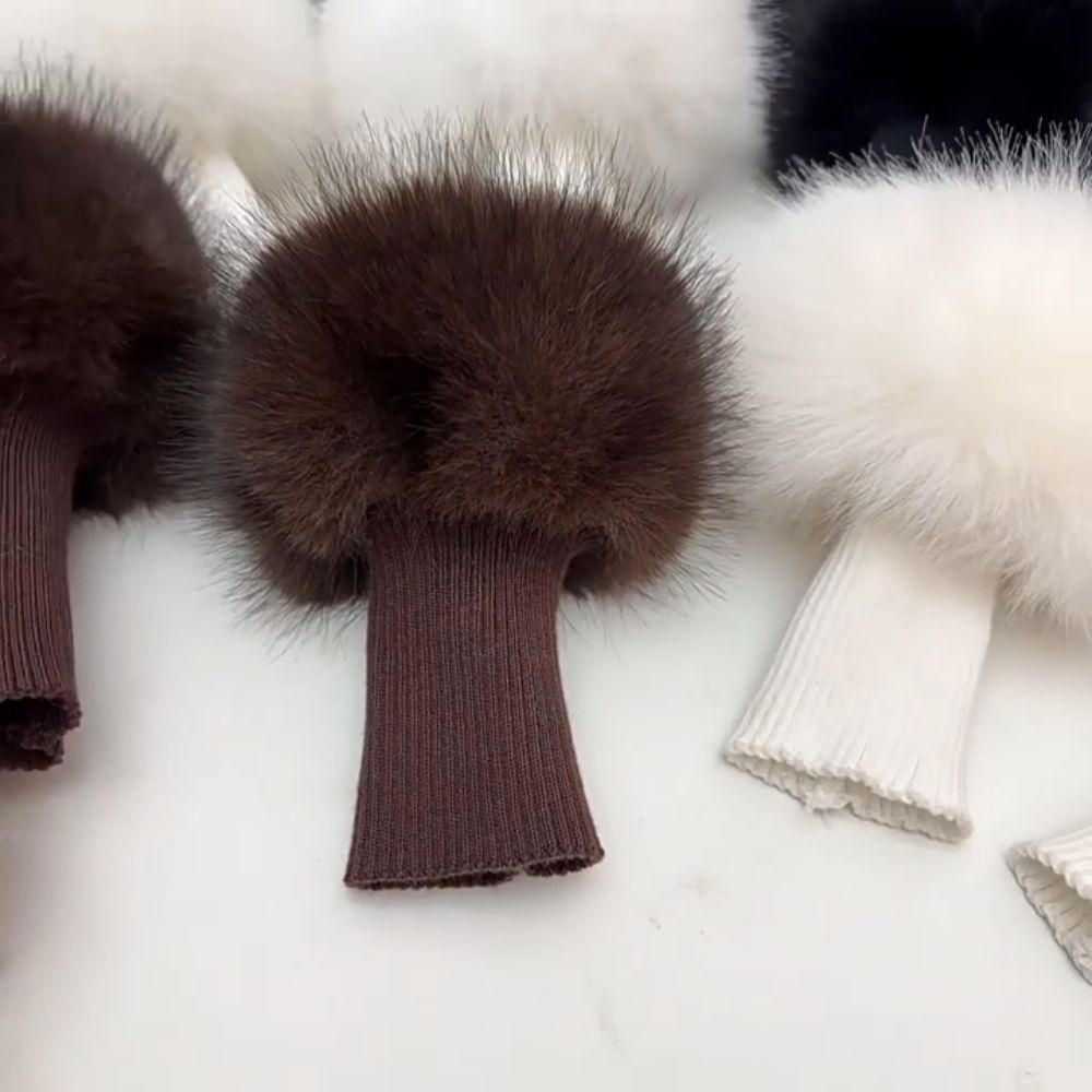 Soft Fluffy Wrist Cuffs Stretch Knitted Bands Coat Cuff Trim New Wrist Warmers For Women
