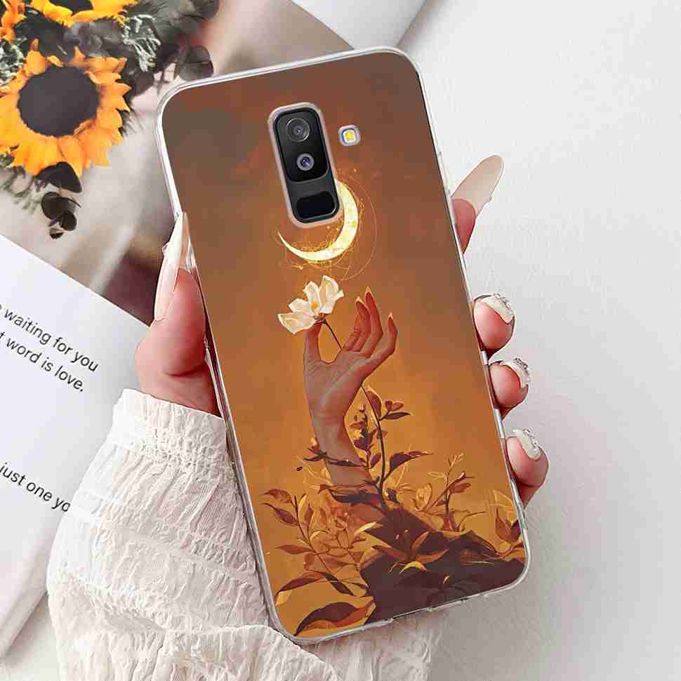 For Samsung Galaxy A6+ 2018 6.0" Case SM-A605FN Cartoon Cat Soft Silicone Cover For Samsung A6+ A6 Plus 2018 New Flower Bumper