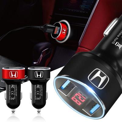 Автомобильное зарядное устройство 2 USB порта Быстрая зарядка Цифровой дисплей Автоаксессуары для Honda Civic Accord CRV HRV Fit Jazz City Odyssey Jade Vezel