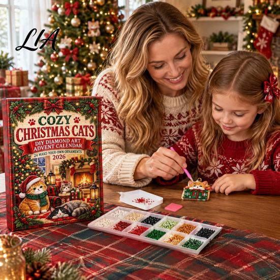 Artistic Craft Kit Faux Diamond Art Advent Calendar 2026, 24 Days DIY Christmas Acrylic Rhinestone Hanging Ornaments Kit, Countdown for Holiday