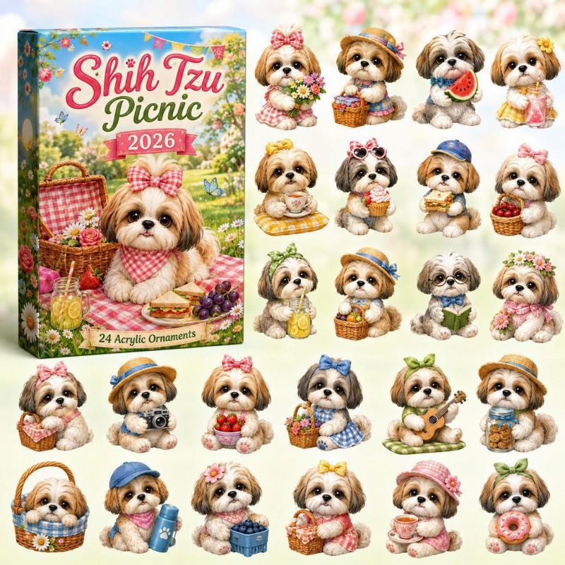 2026 Dog-Themed Christmas Advent Calendar Acrylic Blind Box Gift Kids Adults Decorative Hanging Ornament