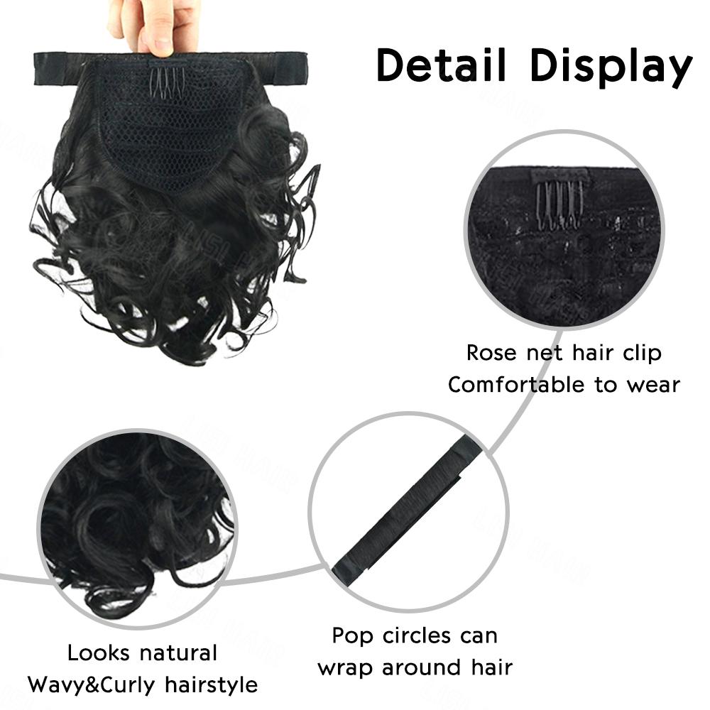 MISS WIG Синтетические короткие кудрявые волнистые накладные хвосты на заколках, окружающие хвост, для ношения женщинами