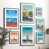Colored Travel City Landscape Illustration Canvas Painting France Nice Paris Monaco Nantes Poster Nordic Art Wall Decor Unframed