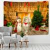 Рождественский настенный декор для дома, художественный гобелен, психоделическая сцена, рождественская елка, богемный фон, стена