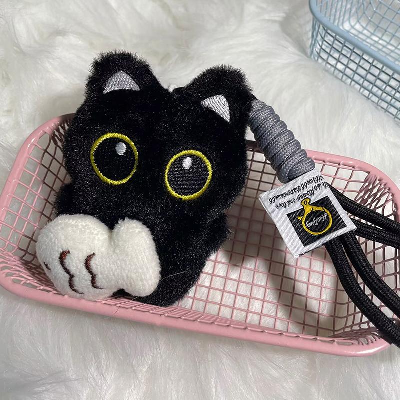 Милый плюшевый кулон-кукла с большими глазами, черная кошка, для девочки, для рюкзака, кулон-кукла, парный брелок для сумки, подвески для телефона, аксессуары для сумки