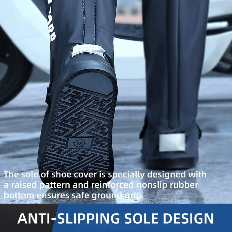 Водонепроницаемые бахилы из ПВХ, высокие, светоотражающие, многоразовые, прочные, чехлы от дождя для мотоциклетных бот