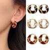 1 Pair Leopard Print Circle Earrings Metal Enamel Dripping Glaze Easy To Wear Ear Buckles Jewelry Gift Fashion Accessories