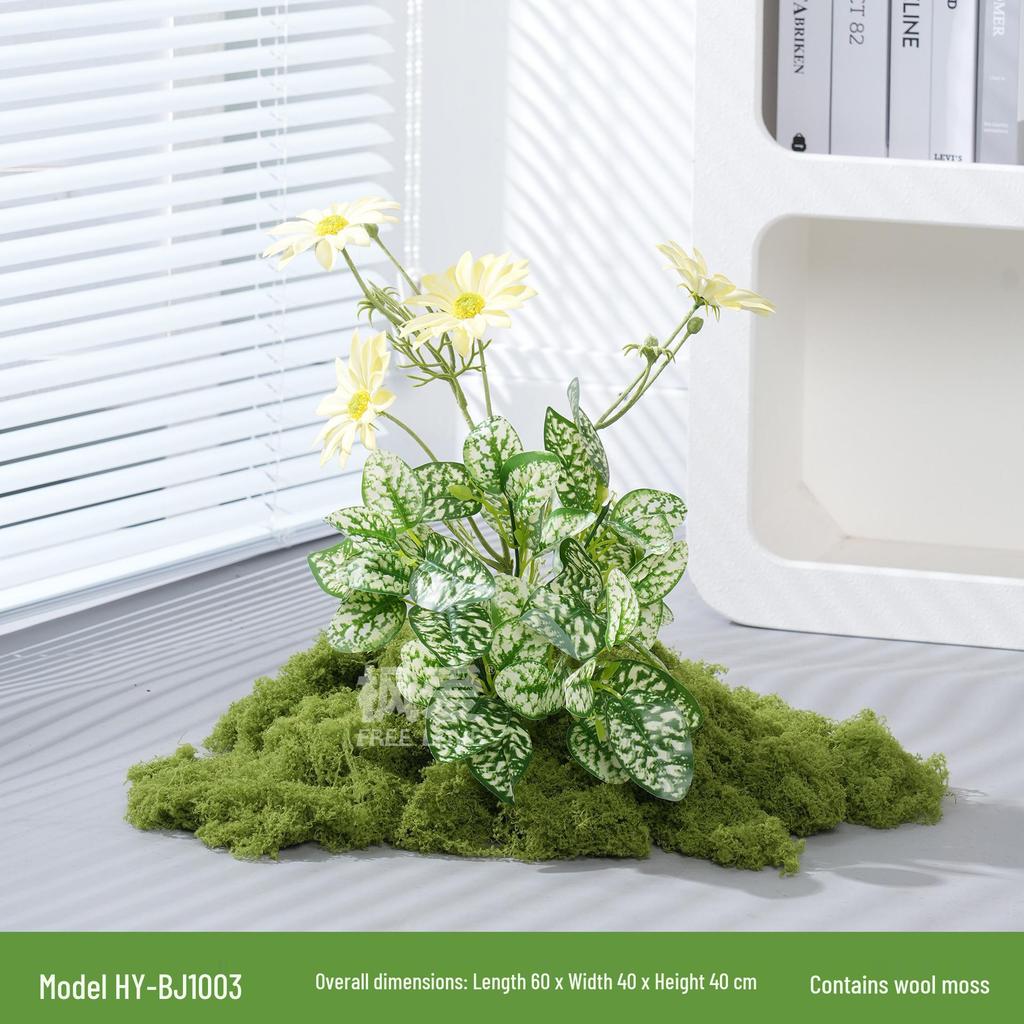 Luxury Faux Green Plant and Flower Decor - Indoor Moss and Grass Clusters for Elegant Landscaping.