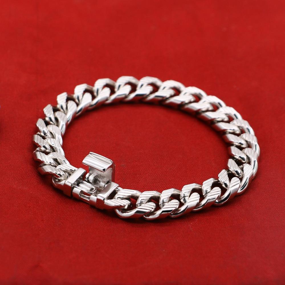 925 Sterling Silver Men's Stylish Viking Cuban Chain Bracelets Rock Punk Charm Classic Male Wrist Jewelry Gift