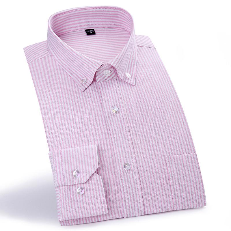 Pure Cotton Oxford Full Sleeve Button Down Collar Classic Men Casual Striped Shirts