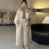 Thicken Knit Fur Coat Women Full Sleeve Twists Knitted Long Female Jacket Winter Street Single Breasted Loose Lady Outcoat