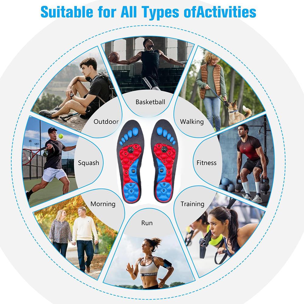 1 Pair Acupressures Insoles Magnetic Acupressure Insoles Foot Arch Support Promote Circulation Relieve Fatigue Orthopedi