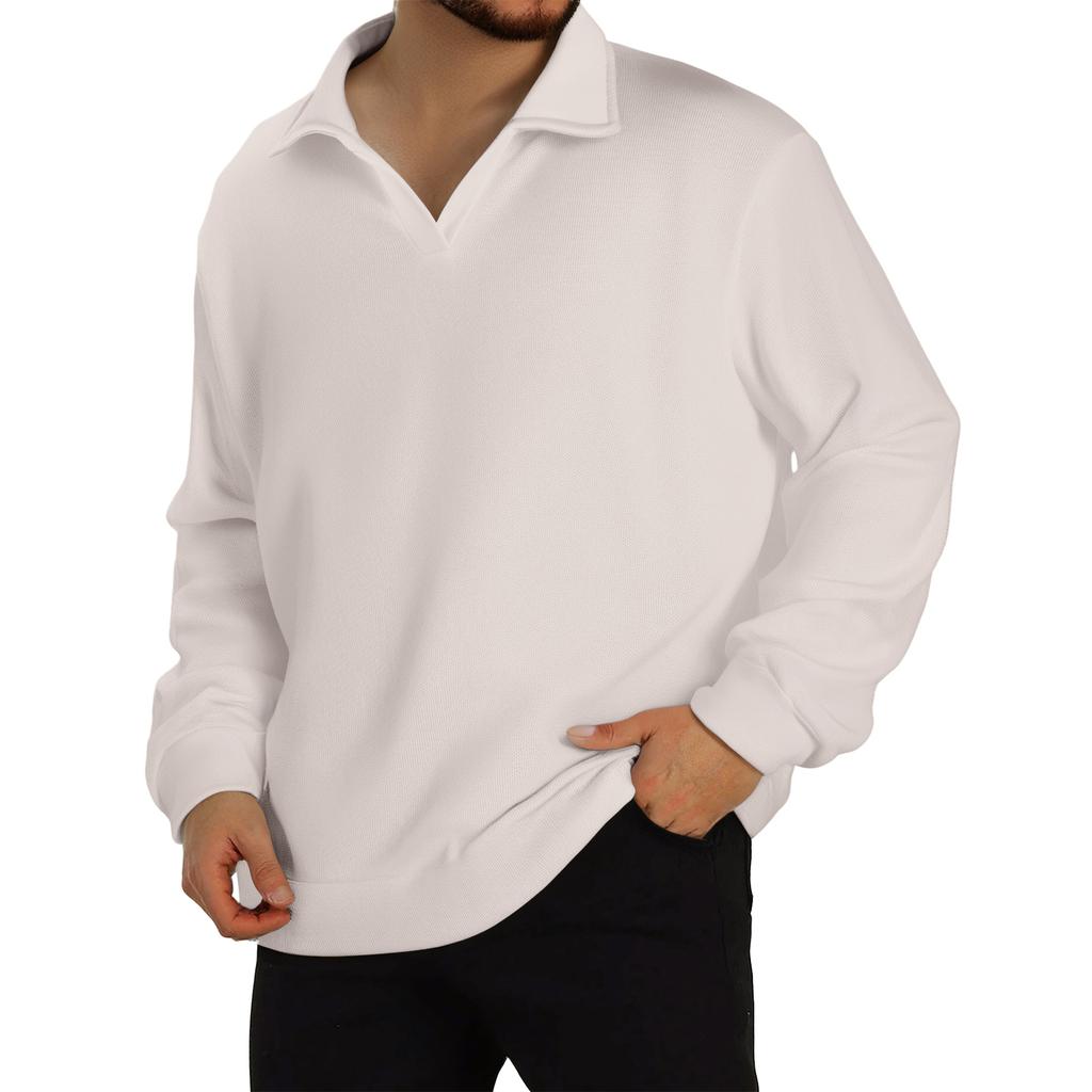 Men's Casual Collared Long-Sleeve Knit Base Layer Top