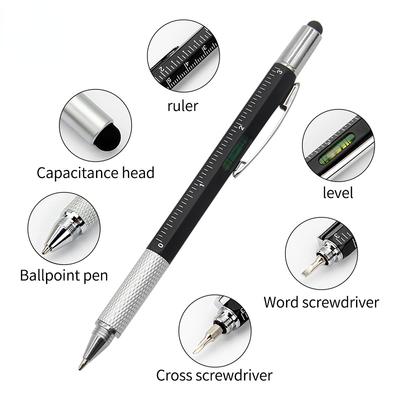 Многофункциональная шариковая ручка 7 в 1 с современным ручным инструментом, измерительная техническая линейка, отвертка, сенсорный экран, стилус, спиртовой уровень