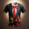 3D Christmas Fashion Happy Printed T-shirt Santa Claus Pattern T-shirt Men's and Women's Short Sleeved Unisex Top