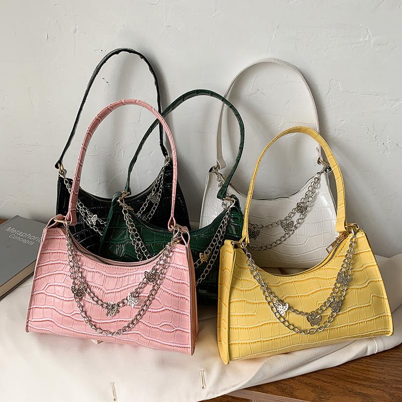 Yogodlns Роскошная сумка через плечо с узором аллигатора для женщин, цепочки-бабочки, сумки подмышки, модная женская сумка подмышками