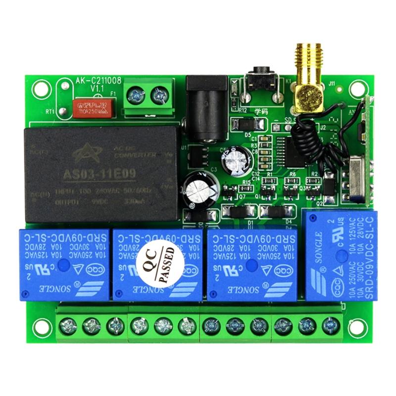 Беспроводной RF пульт дистанционного управления DC12V 24V 220V 4-канальный l 433Mhz пульт дистанционного управления для гаражных ворот передатчик и приемник