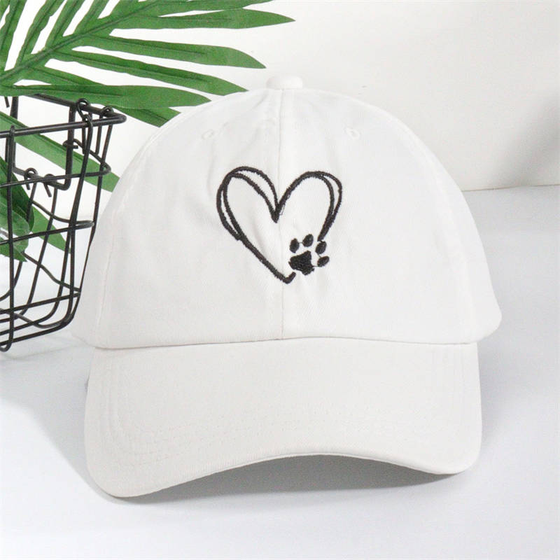 Soft Top Casual Sunshade Baseball Caps All-Match Cute Love Paw Print Wide Brim