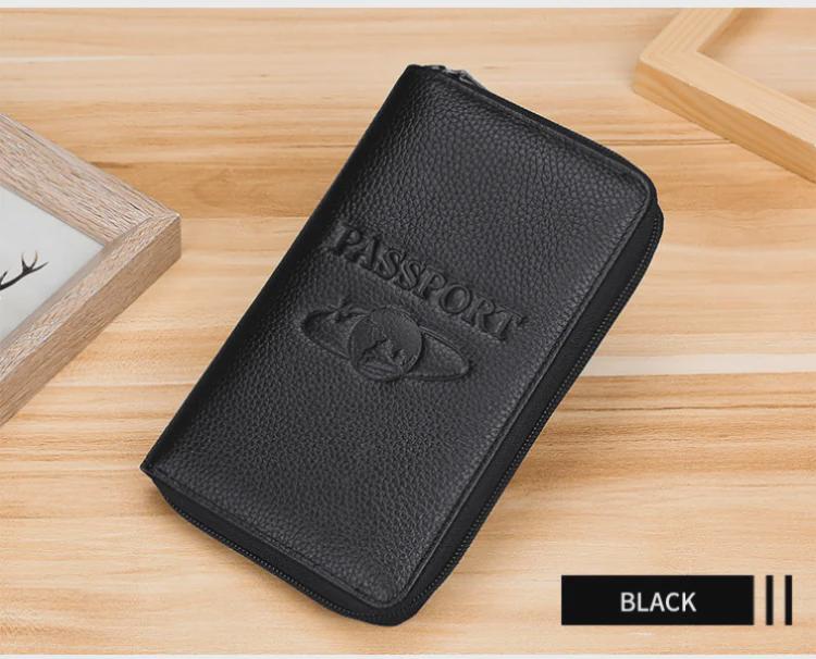 Кошелек для паспорта из натуральной кожи с RFID-меткой – держатель удостоверения личности для путешествий с защитой от кражи