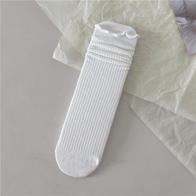 Женские ребристые белые и серые носки с кружевной отделкой - модный стиль Miu