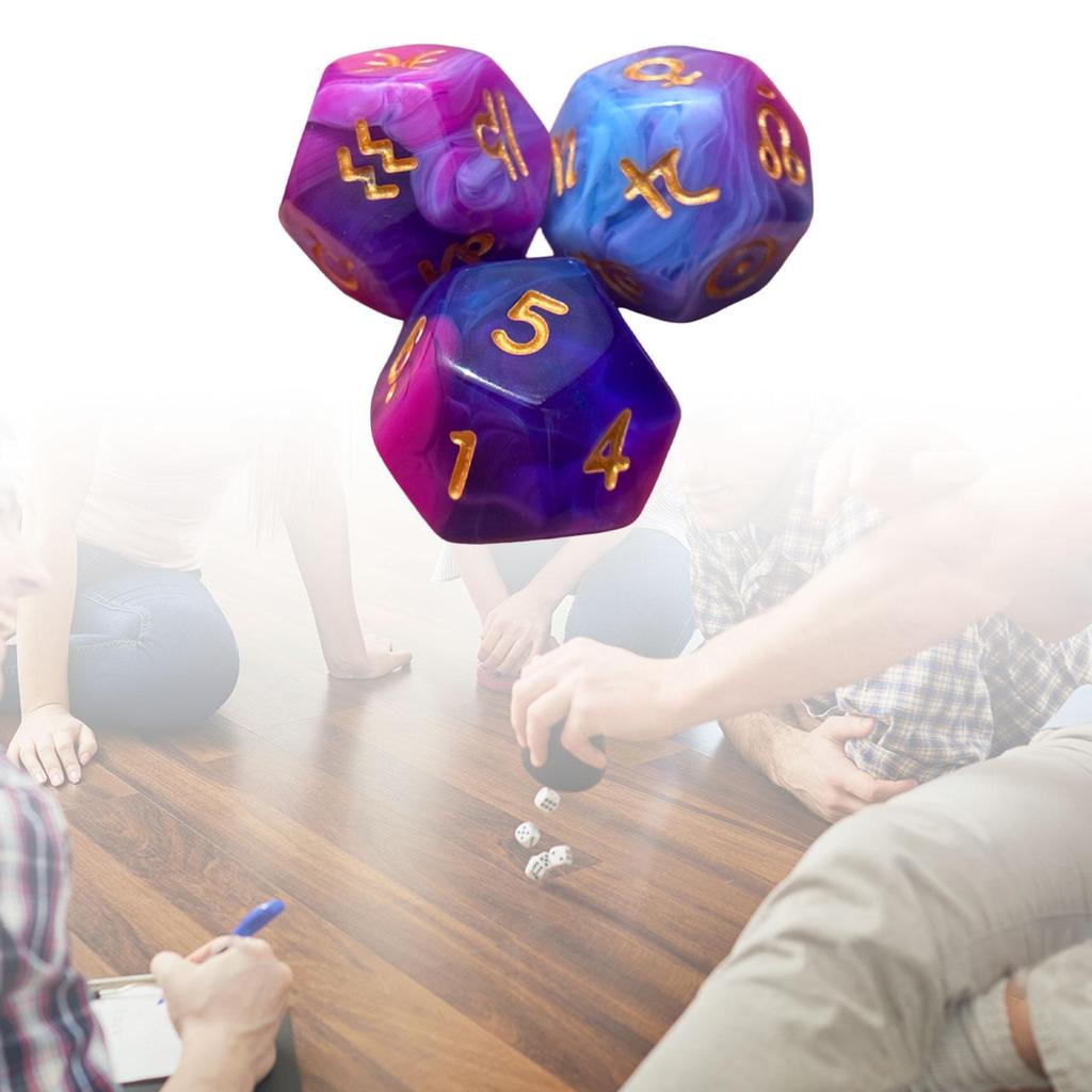 3x 12-гранные игральные кости, развлекательные игрушки, астрологические игральные кости для ролевых игр KTV, настольные игральные кости для вечеринок, многогранная игра для вечеринок