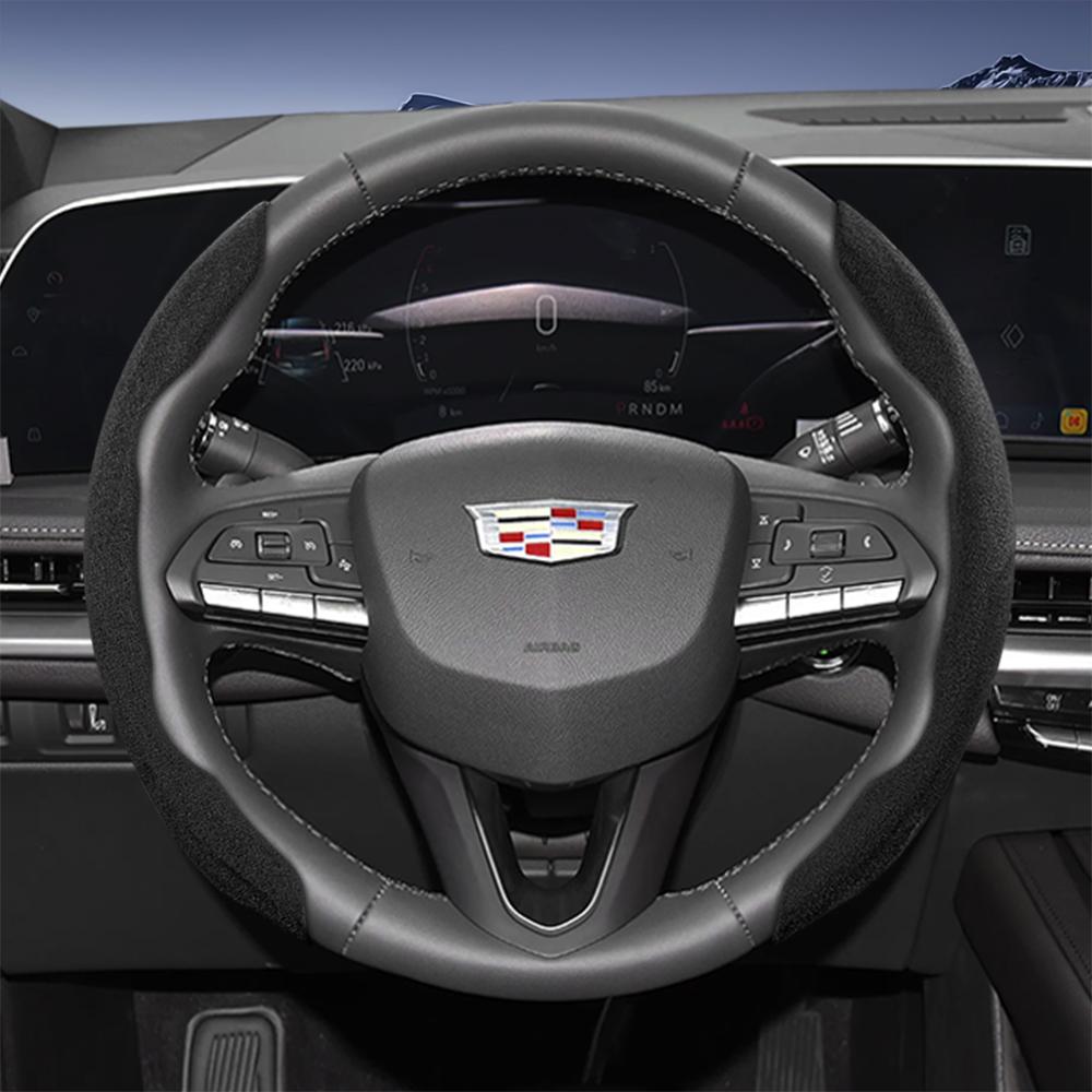 Подходит для чехла рулевого колеса Cadillac Sports из замши с раздельной защелкой для таких моделей, как Escalade, Lyriq, Xt5, Xt4, Xt6, Ct5, Ct4, Celesti