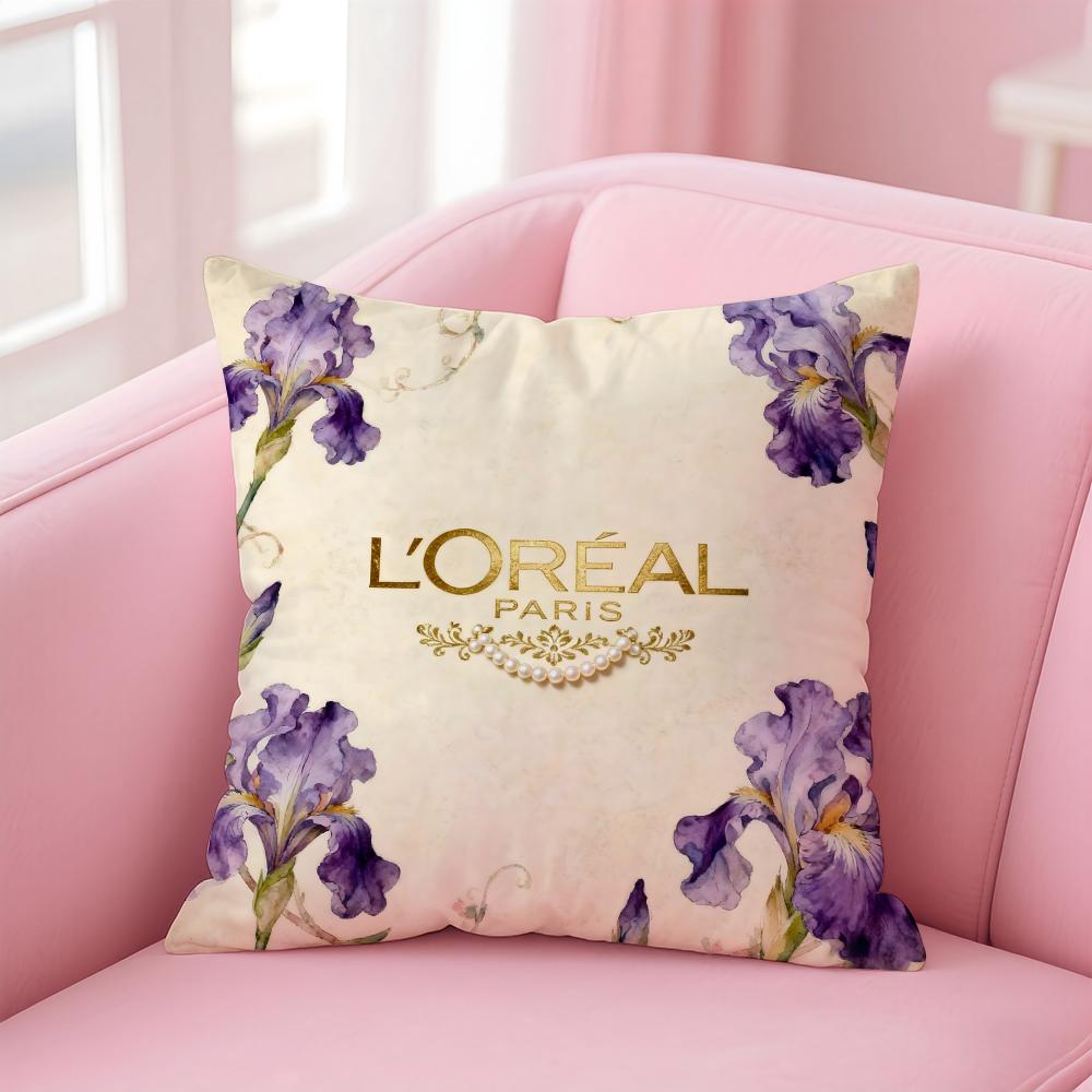 Fashion Luxury French Brand LLOreal SA Cushion Cover Pillow Case Soft Skin Friendly Fabric Concealed Zipper