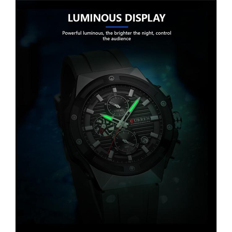 CURREN Neutral Silicone Strap Business Watch Quartz Watch Waterproof Round Genuine